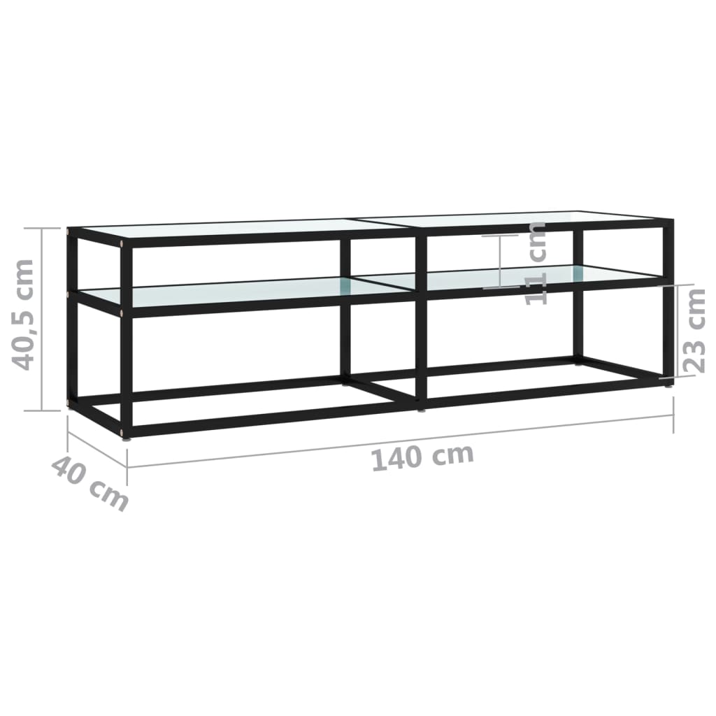 tv-bord 140x40x40,5 cm hærdet glas marmoreffekt hvid