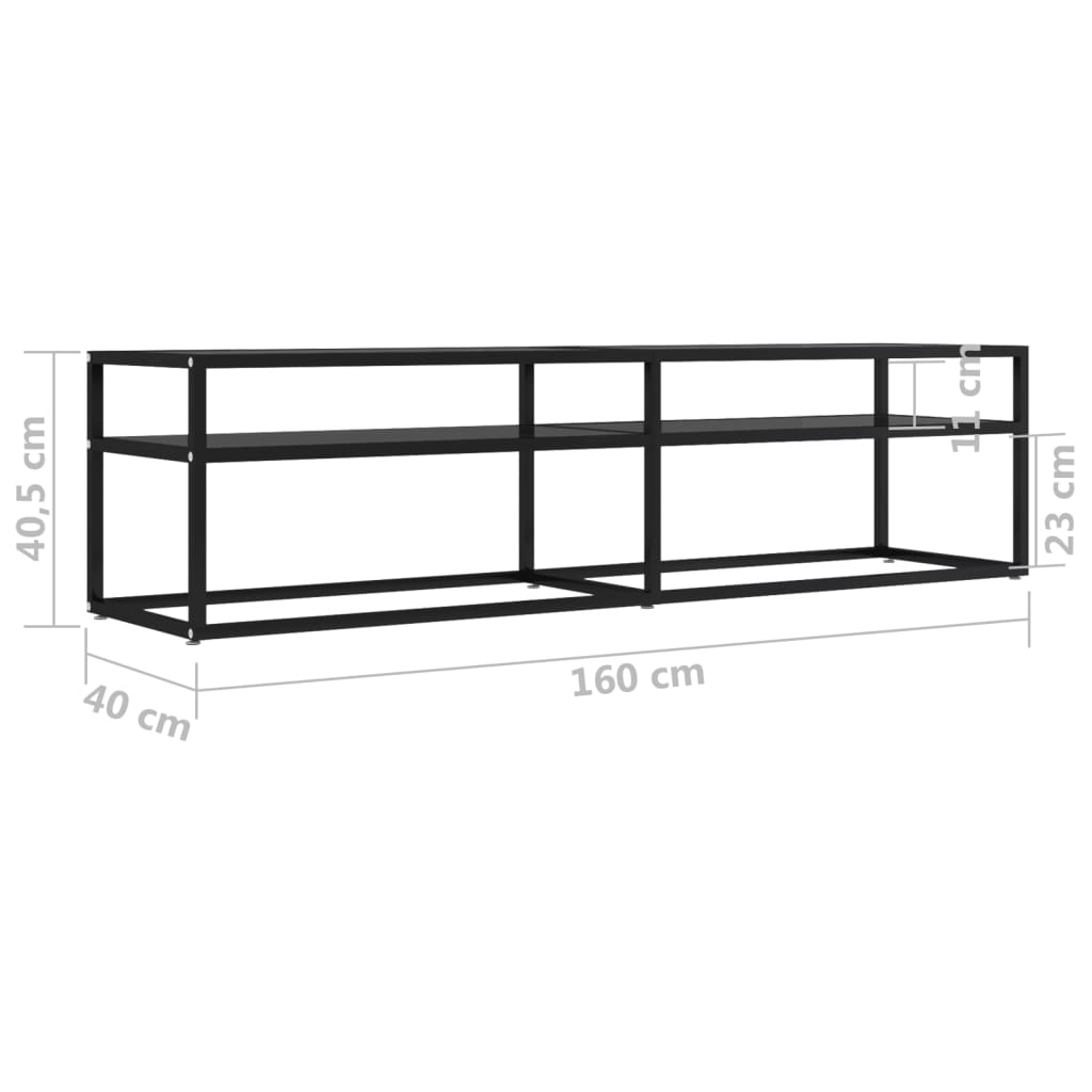 tv-bord 160x40x40,5 cm hærdet glas sort