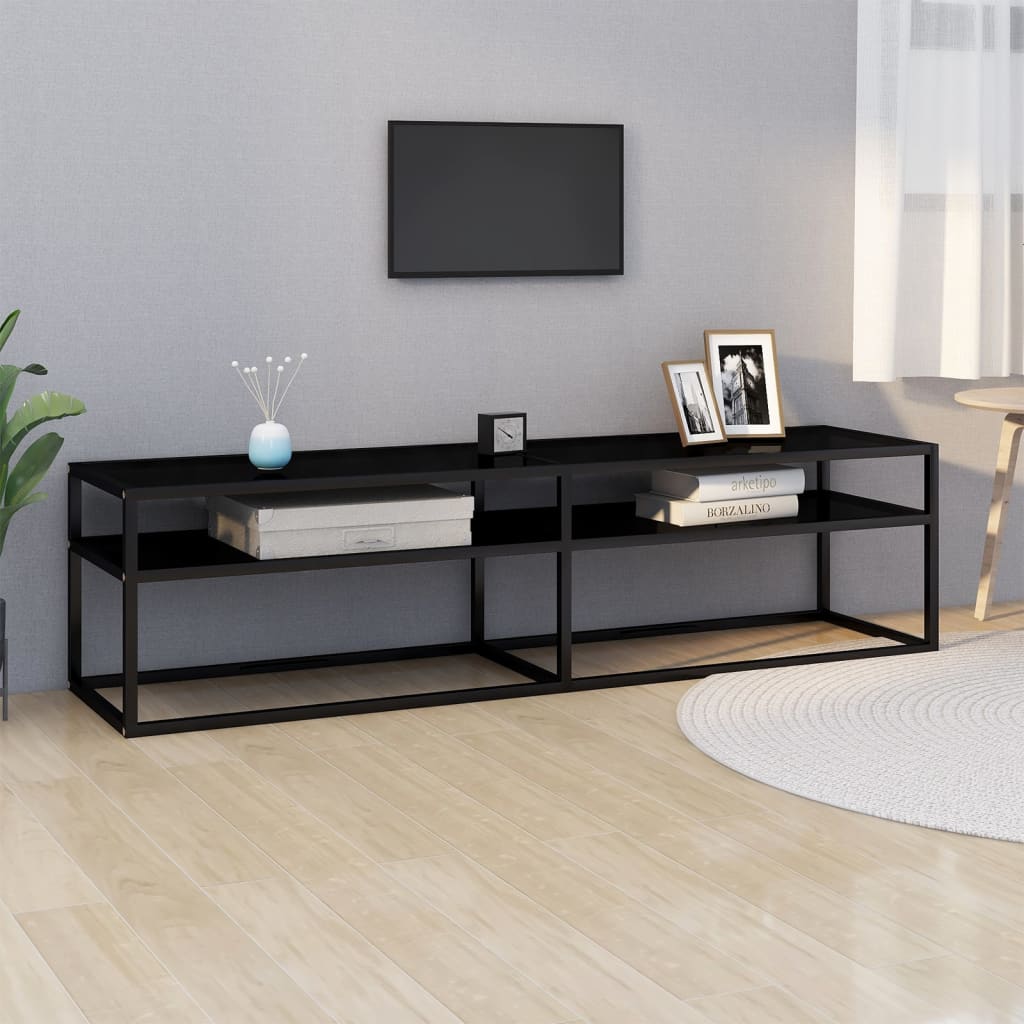 tv-bord 160x40x40,5 cm hærdet glas sort