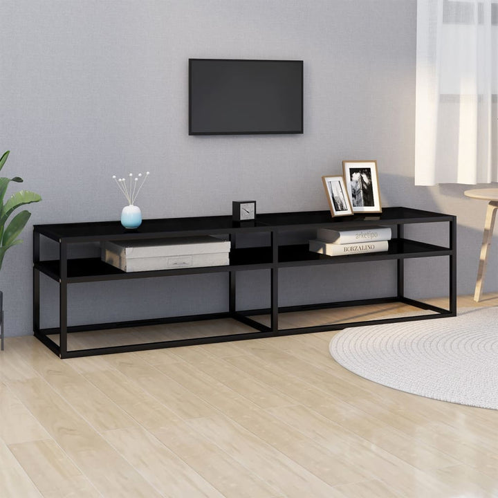 tv-bord 160x40x40,5 cm hærdet glas sort