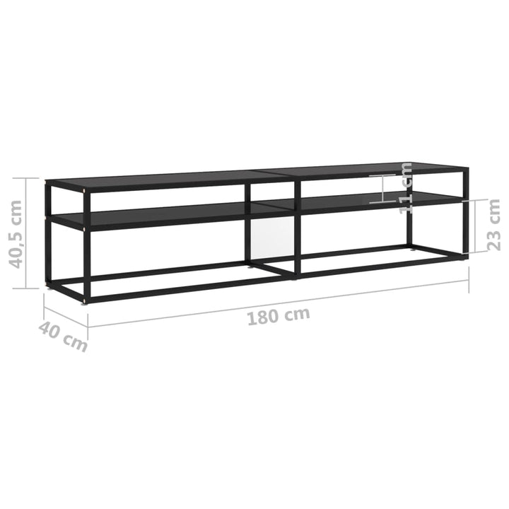 tv-bord 180x40x40,5 cm hærdet glas sort