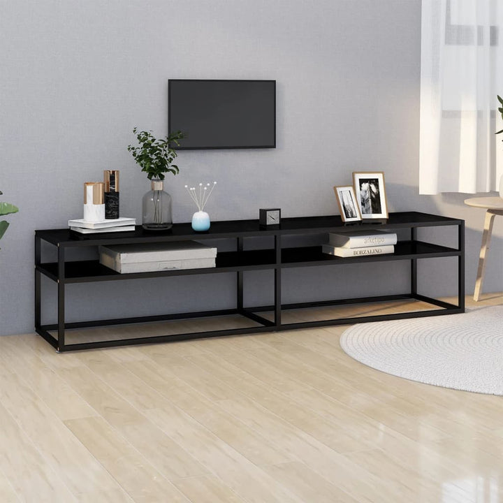 tv-bord 180x40x40,5 cm hærdet glas sort