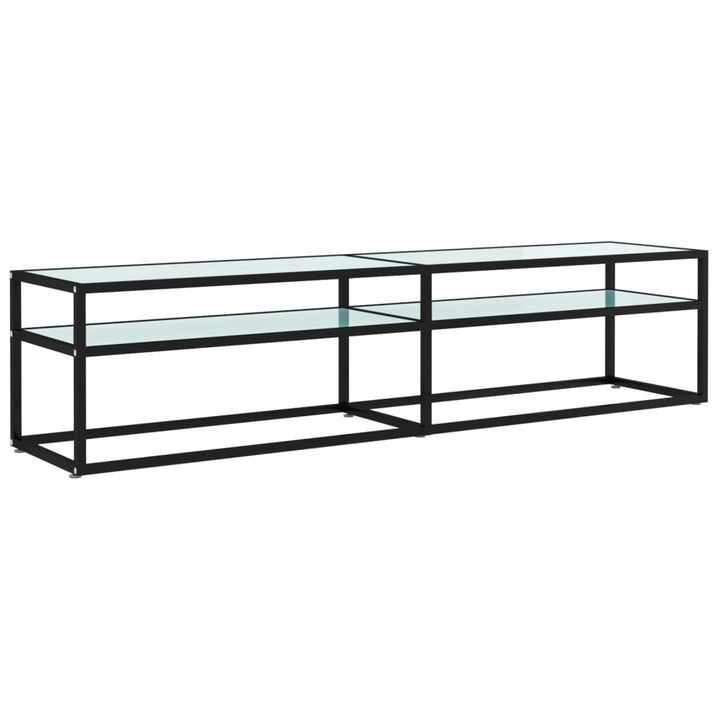 tv-bord 180x40x40,5 cm hærdet glas marmoreffekt hvid