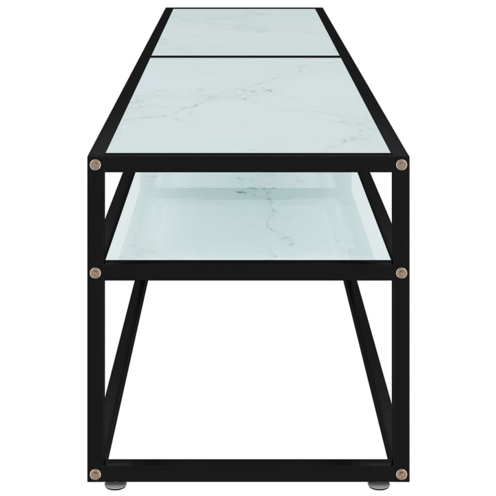tv-bord 180x40x40,5 cm hærdet glas marmoreffekt hvid