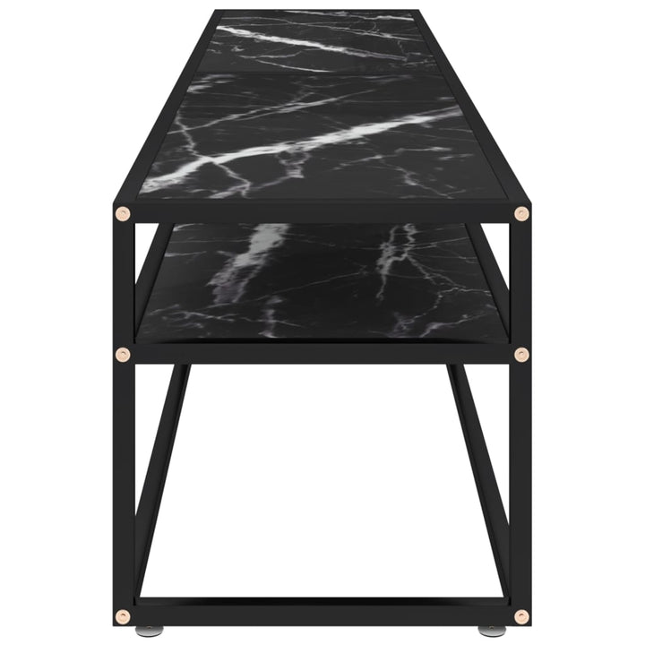 tv-bord 180x40x40,5 cm hærdet glas marmoreffekt sort
