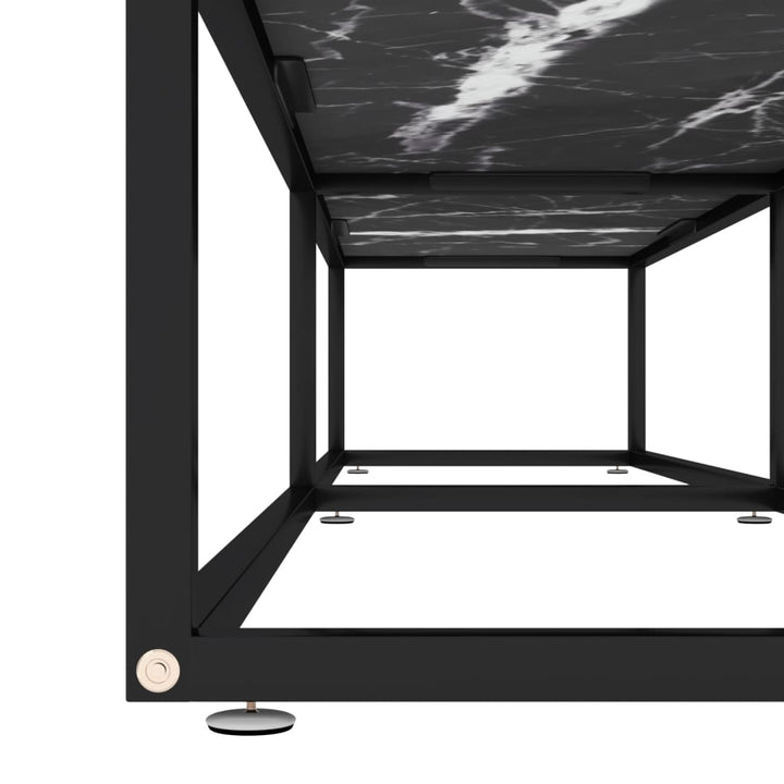 tv-bord 180x40x40,5 cm hærdet glas marmoreffekt sort