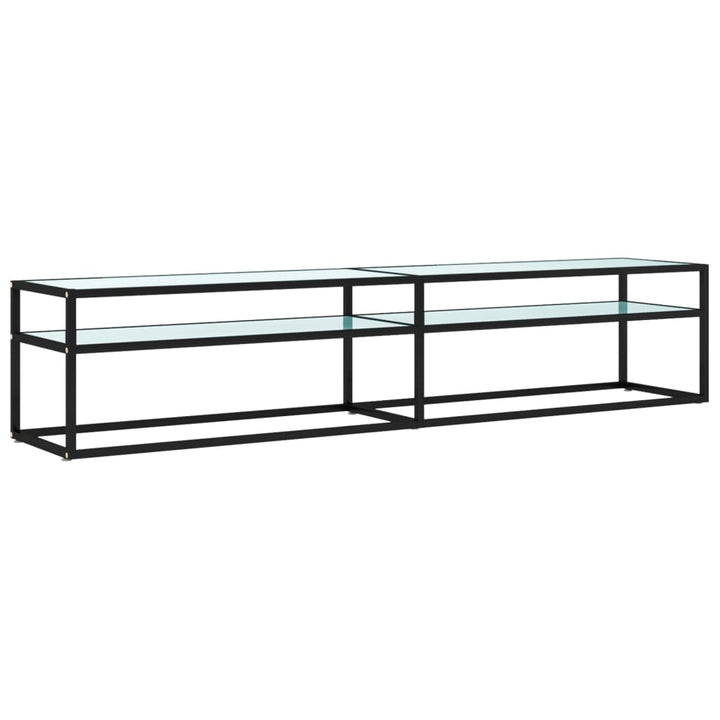 tv-bord 200x40x40,5 cm hærdet glas marmoreffekt hvid