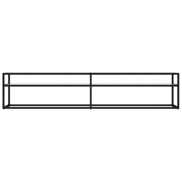 tv-bord 200x40x40,5 cm hærdet glas marmoreffekt hvid