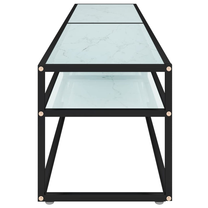 tv-bord 200x40x40,5 cm hærdet glas marmoreffekt hvid