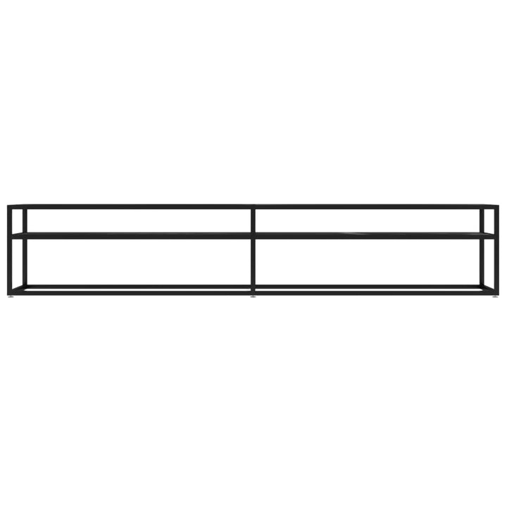 tv-bord 220x40x40,5 cm hærdet glas marmoreffekt sort