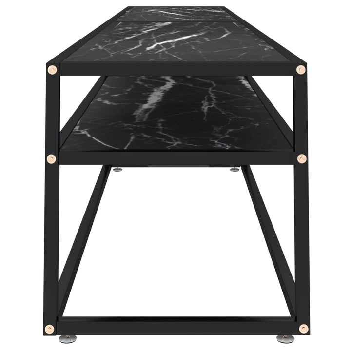 tv-bord 220x40x40,5 cm hærdet glas marmoreffekt sort