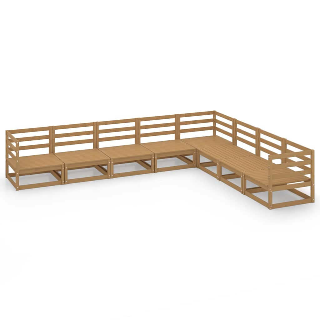 loungesæt til haven 8 dele massivt fyrretræ gyldenbrun