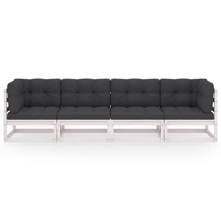4-personers havesofa med hynder massivt akacietræ