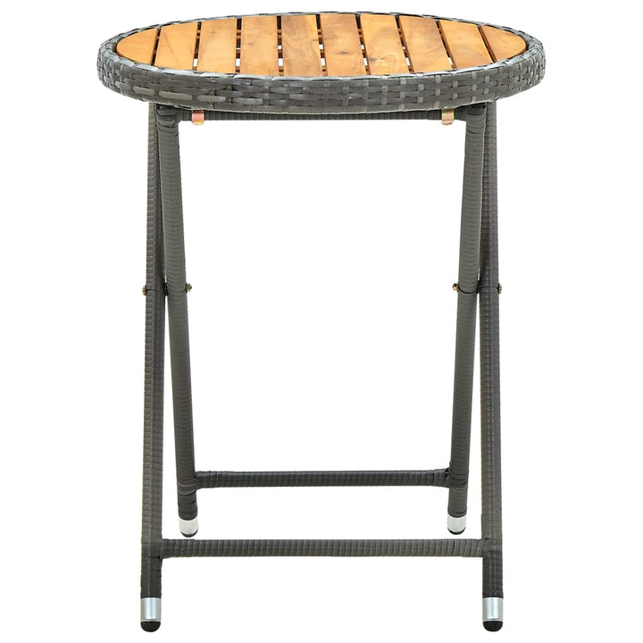 tebord 60 cm massivt akacietræ og polyrattan grå