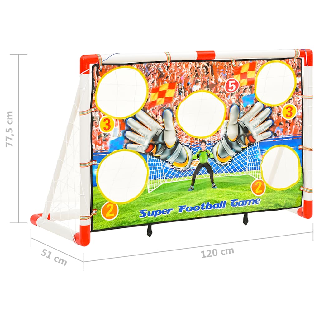 fodboldmål med målvæg til børn 120x51x77,5 cm