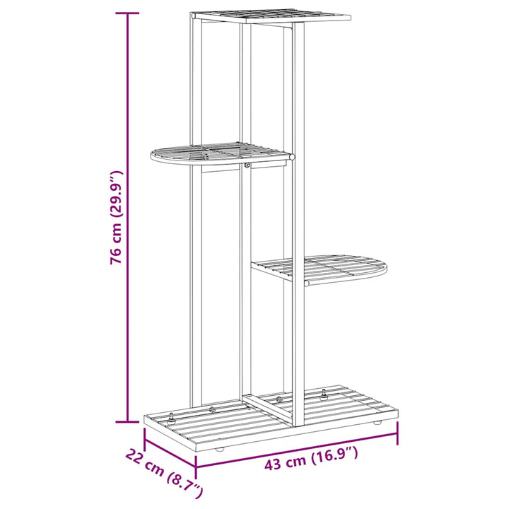 blomsterstativ i 4 niveauer 43x22x76 cm metal sort