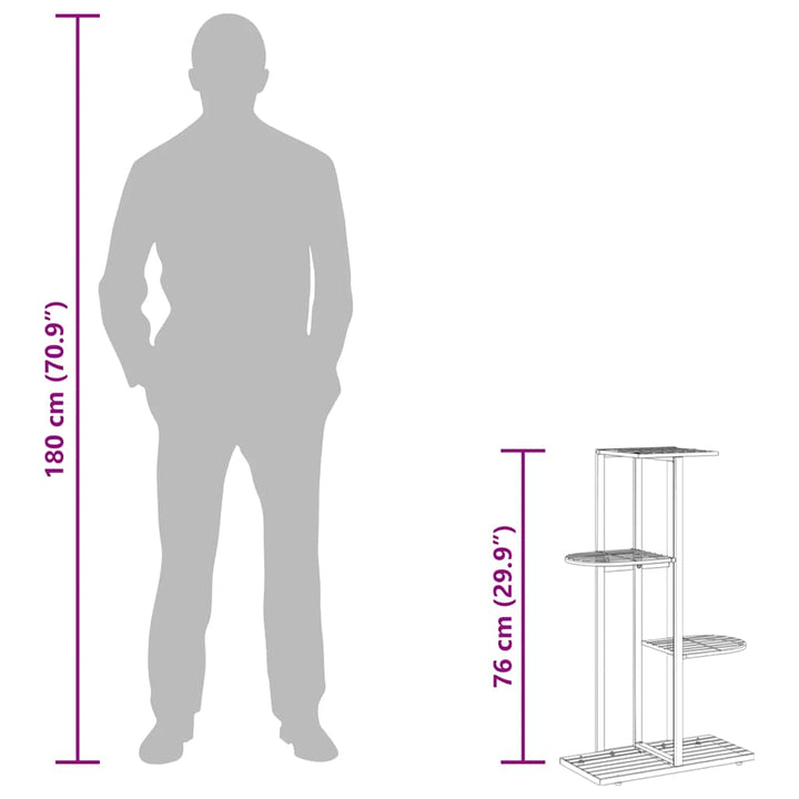blomsterstativ i 4 niveauer 43x22x76 cm metal sort