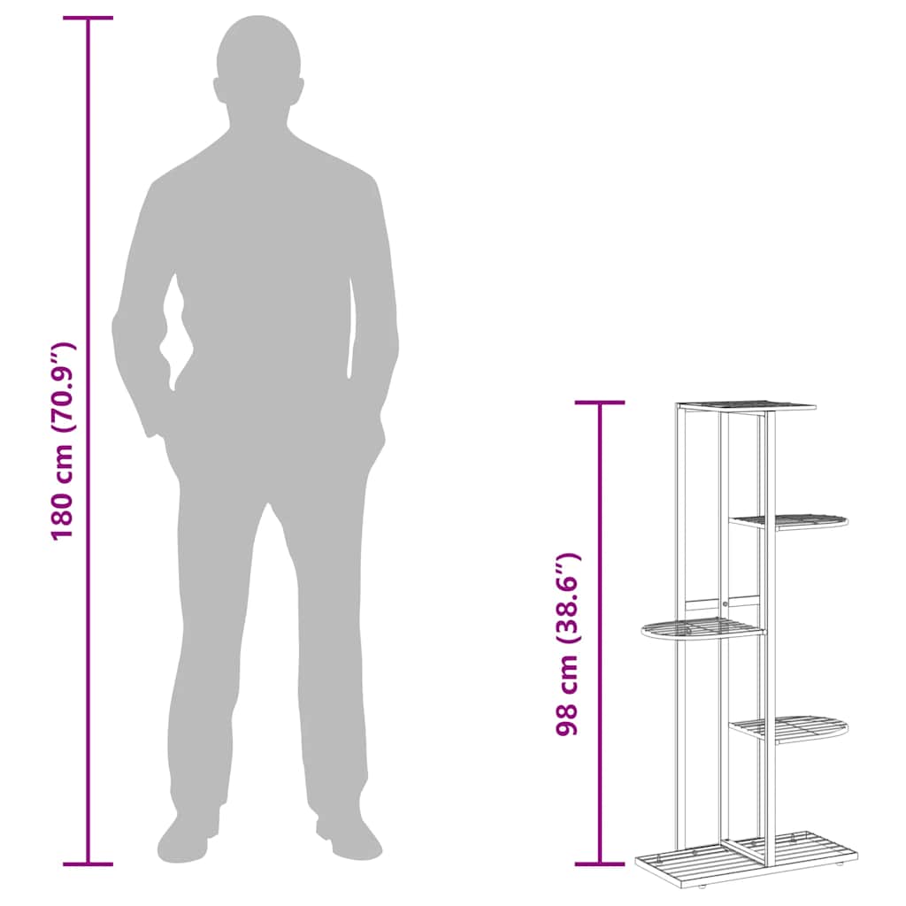 blomsterstativ i 5 niveauer 43x22x98 cm metal hvid