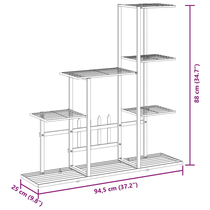 blomsterstativ 94,5x25x88 cm metal sort