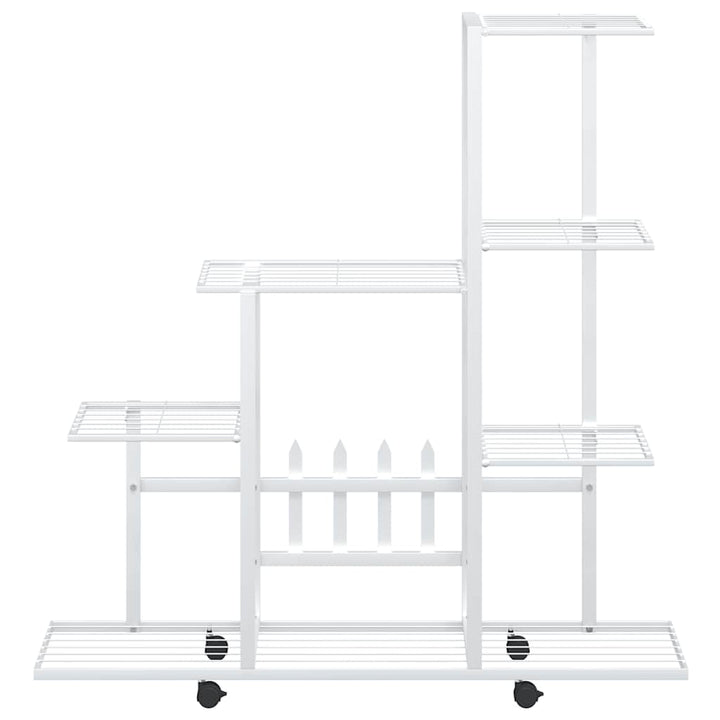 blomsterstativ med hjul 94,5x25x92,5 cm metal hvid