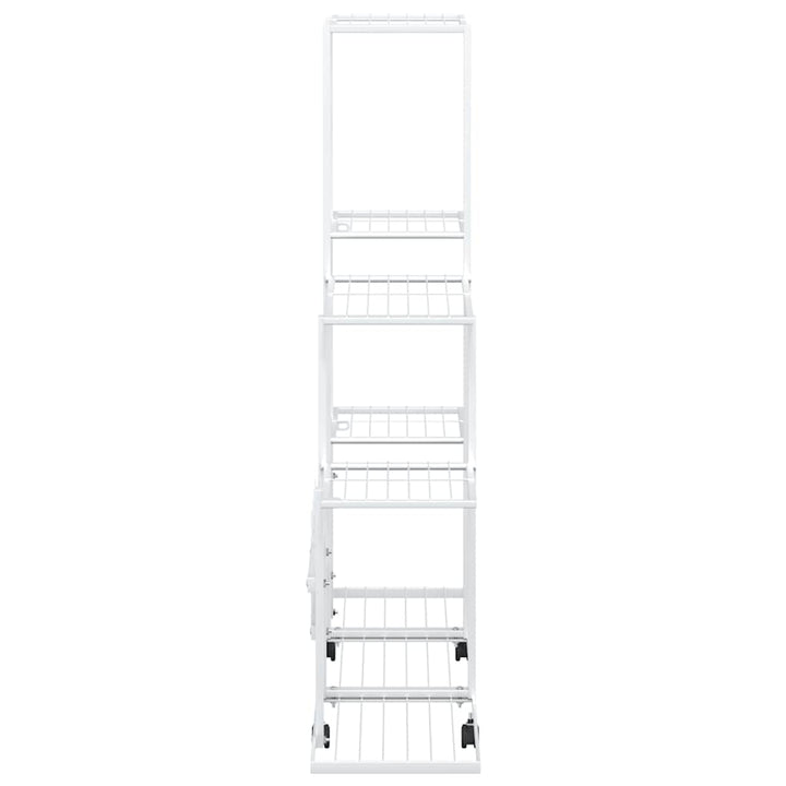 blomsterstativ med hjul 94,5x25x92,5 cm metal hvid