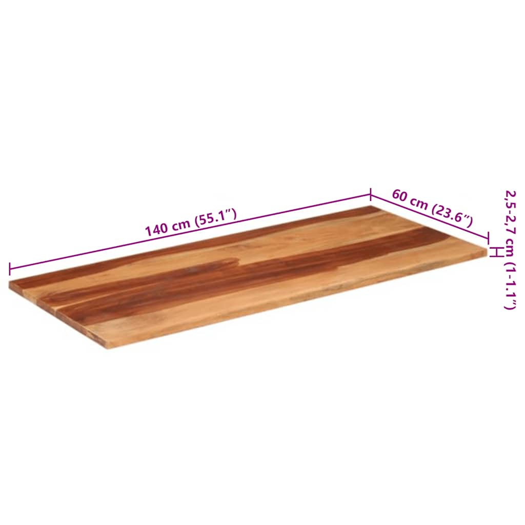 bordplade 140x60x(2,5-2,7) cm massivt akacietræ