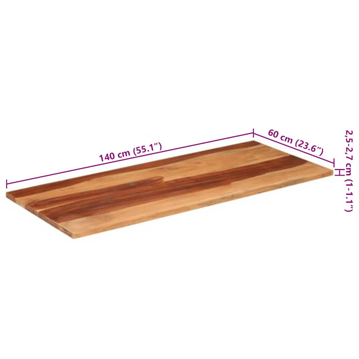 bordplade 140x60x(2,5-2,7) cm massivt akacietræ