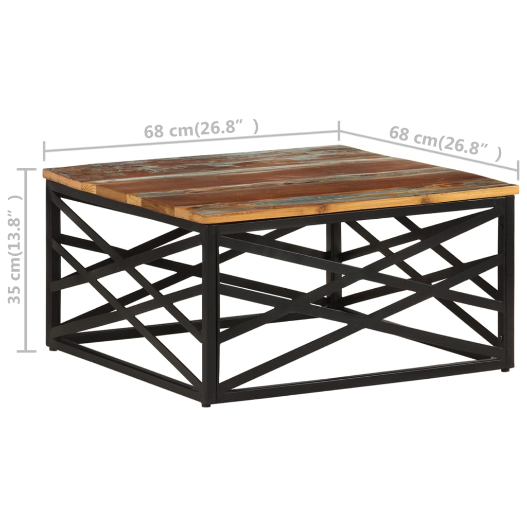 sofabord 68x68x35 cm massivt genbrugstræ