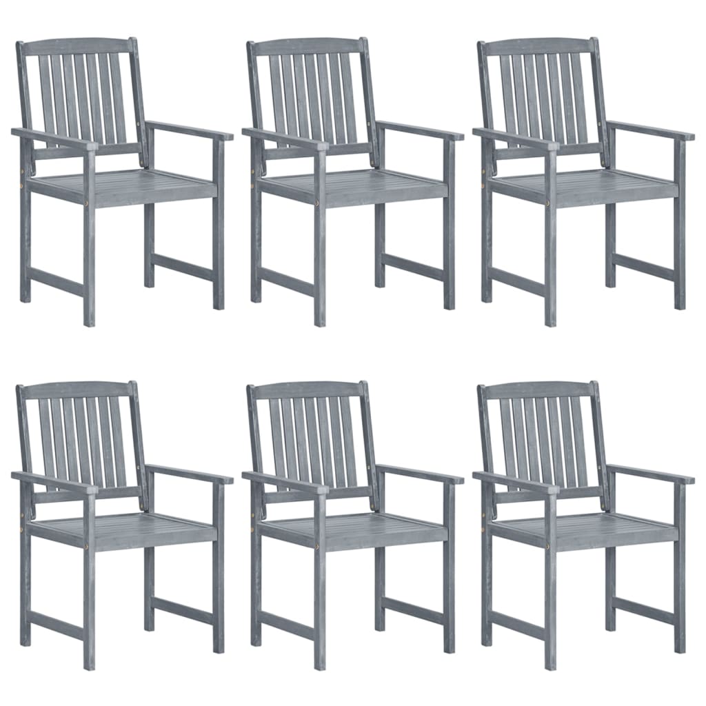 havestole med hynder 6 stk. massivt akacietræ grå