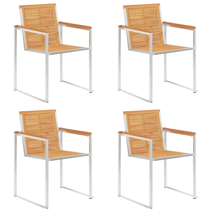 havestole 4 stk. massivt teaktræ og rustfrit stål