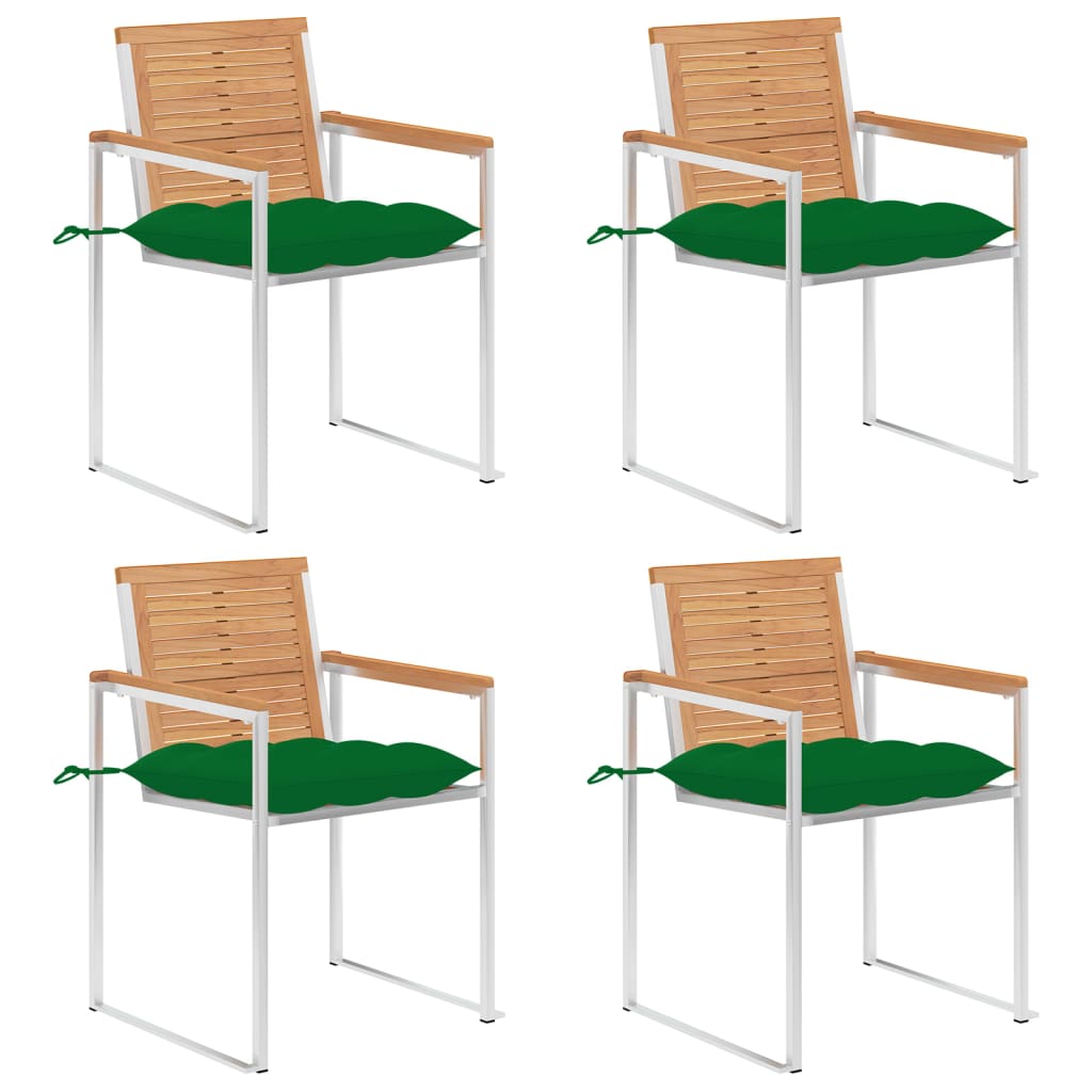 havestole 4 stk. med hynder massivt teaktræ