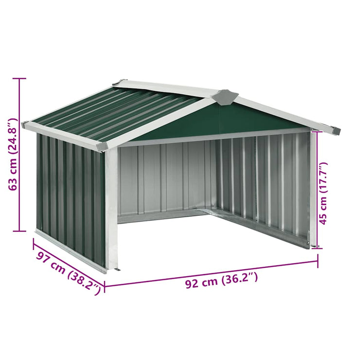 garage til robotplæneklipper 92x97x63 cm galvaniseret stål grøn