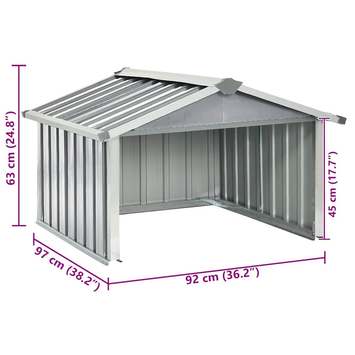 garage til robotplæneklipper 92x97x63 cm galvaniseret stål grå