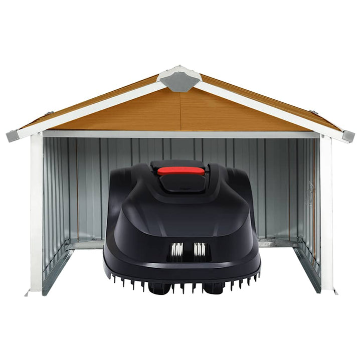 garage til robotplæneklipper 92x97x63 cm galvaniseret stål brun