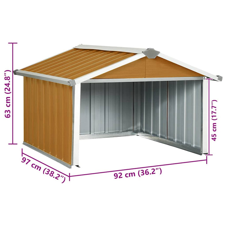 garage til robotplæneklipper 92x97x63 cm galvaniseret stål brun