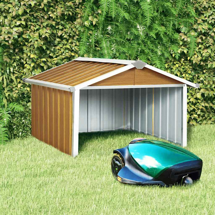 garage til robotplæneklipper 92x97x63 cm galvaniseret stål brun