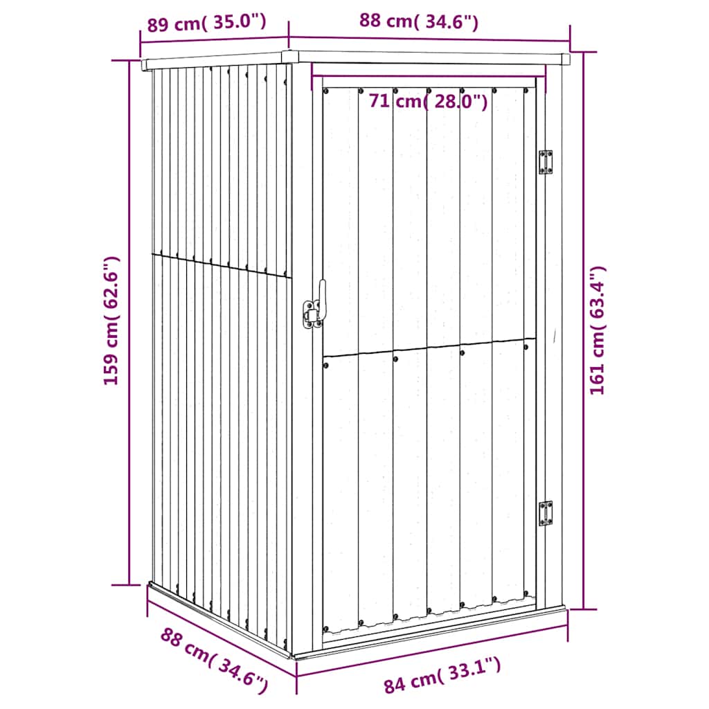 redskabsskur til haven 88x89x161 cm galvaniseret stål antracit