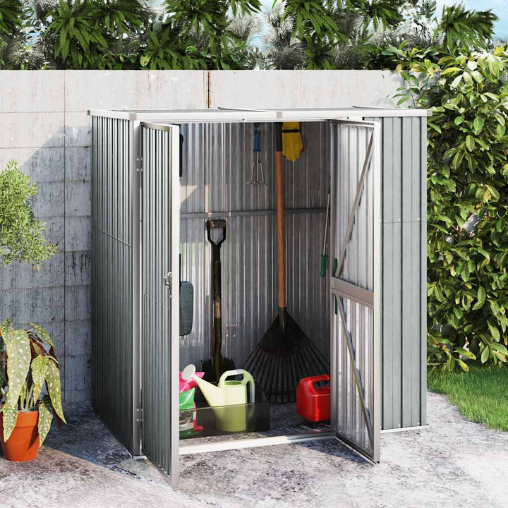 redskabsskur til haven 161x89x161 cm galvaniseret stål grå