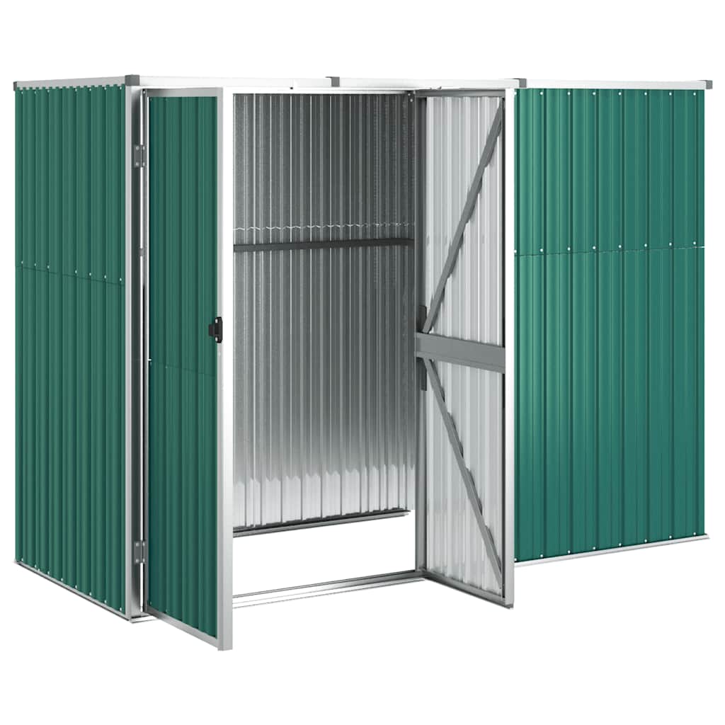 redskabsskur til haven 225x89x161 cm galvaniseret stål grøn
