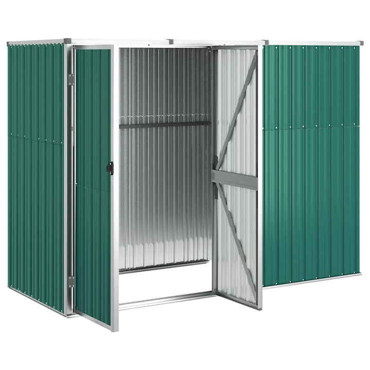 redskabsskur til haven 225x89x161 cm galvaniseret stål grøn