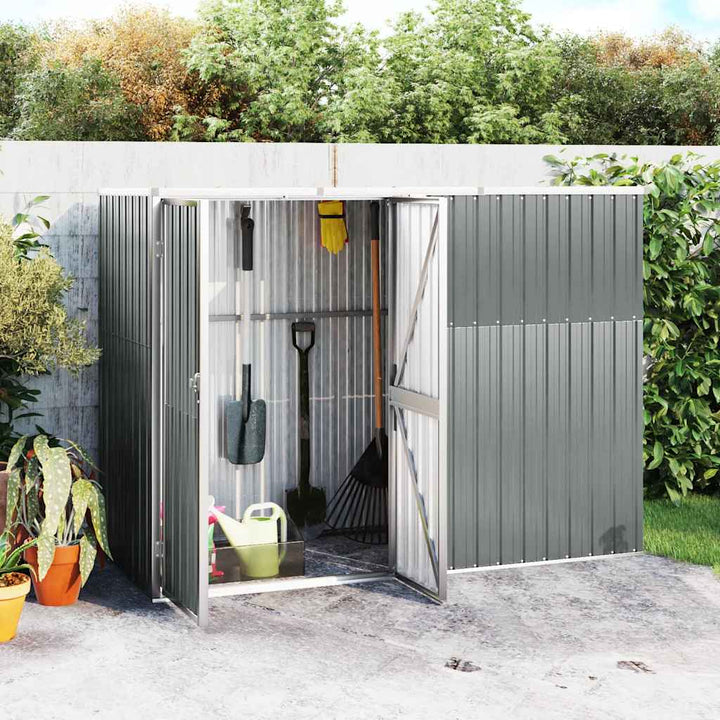 redskabsskur til haven 225x89x161 cm galvaniseret stål grå