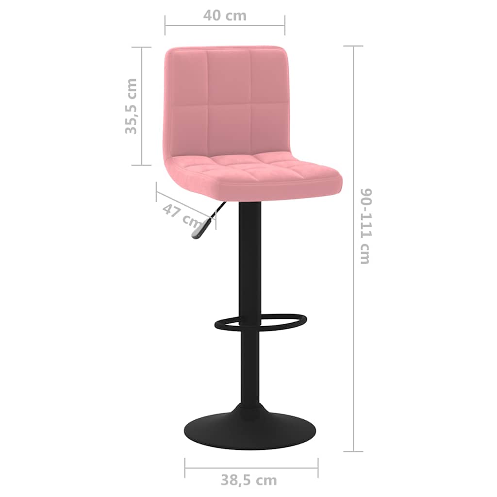 barstole 2 stk. fløjl pink