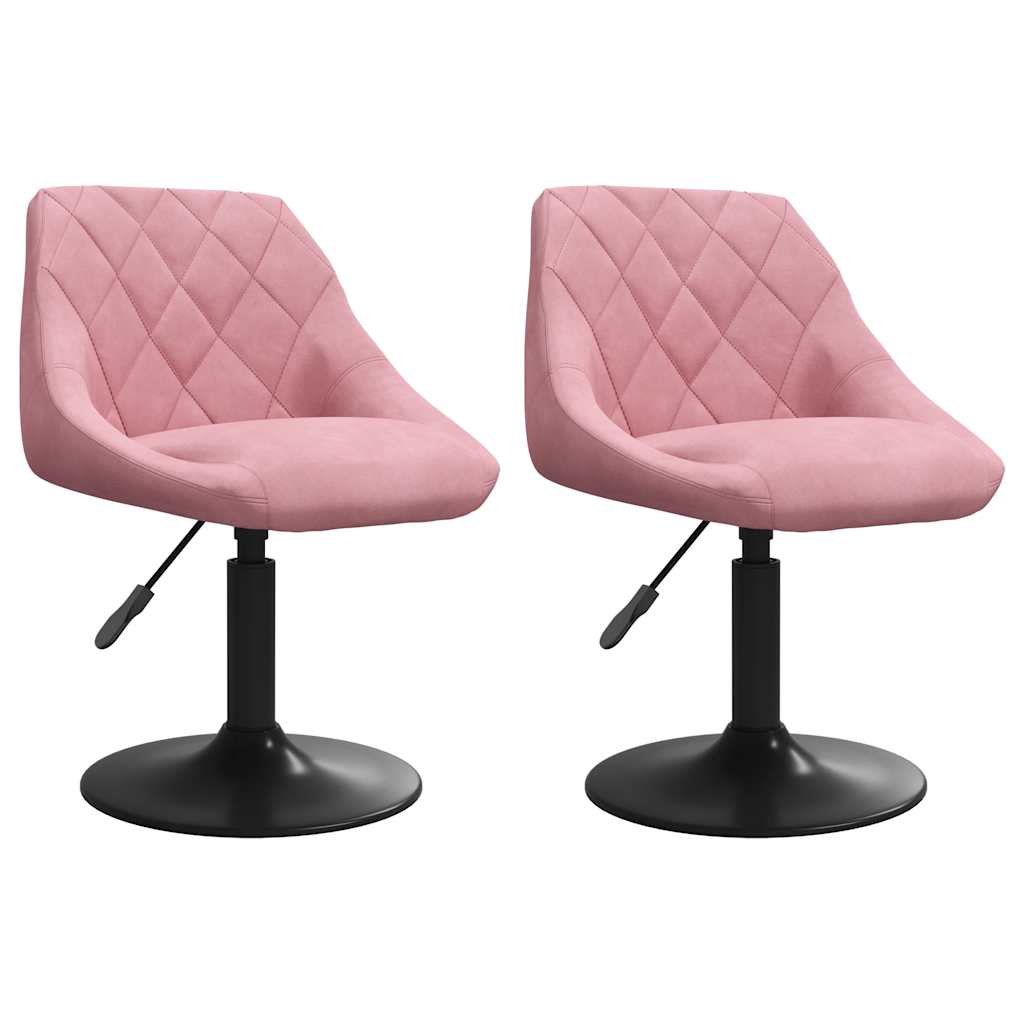 drejelige spisebordsstole 2 stk. fløjl lyserød
