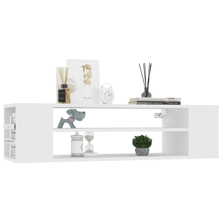 væghængt tv-bord 100x30x26,5 cm konstrueret træ hvid