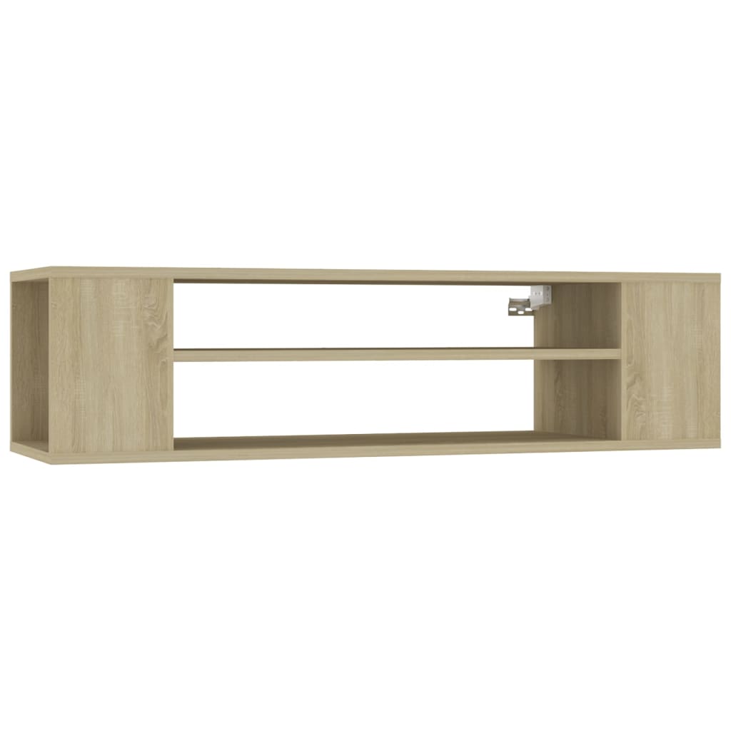 væghængt tv-bord 100x30x26,5 cm konstrueret træ sonoma-eg
