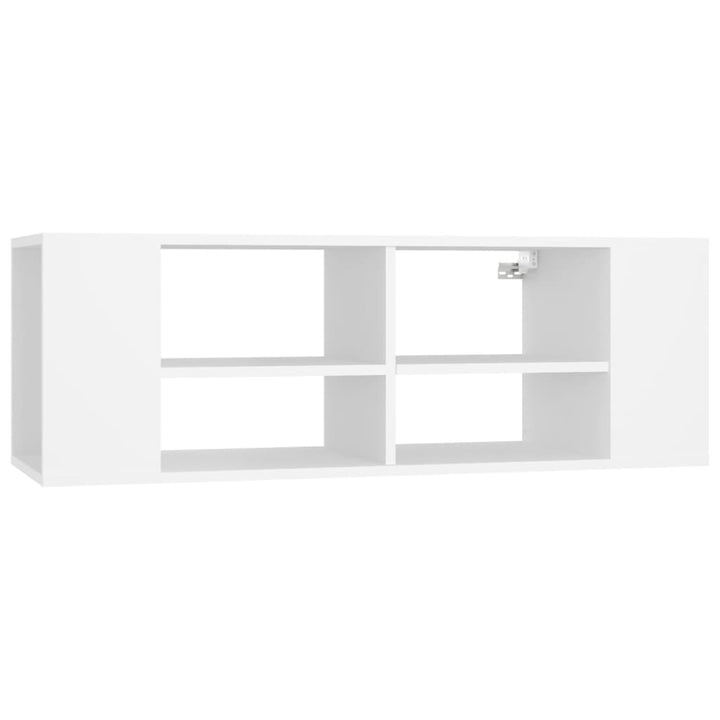 væghængt tv-bord 102x35x35 cm konstrueret træ hvid