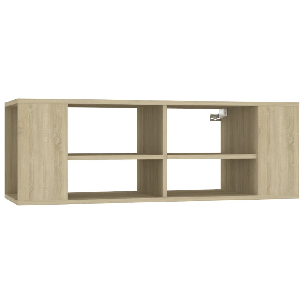 væghængt tv-bord 102x35x35 cm konstrueret træ sonoma-eg