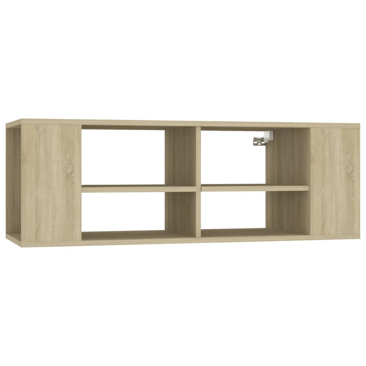 væghængt tv-bord 102x35x35 cm konstrueret træ sonoma-eg