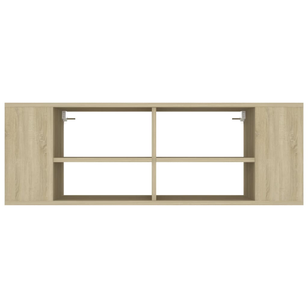 væghængt tv-bord 102x35x35 cm konstrueret træ sonoma-eg