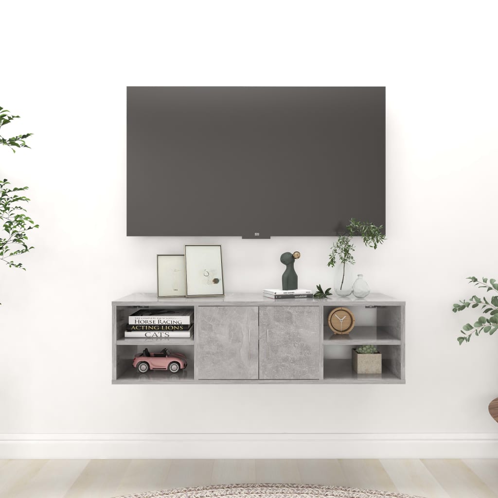 væghylde 102x30x29 cm konstrueret træ betongrå